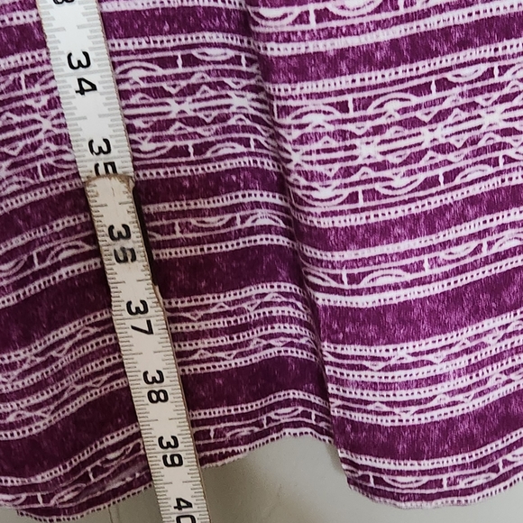 Terra & Sky size 14W Rayon Burgundy and white boho dress tie at waist - Picture 7 of 15
